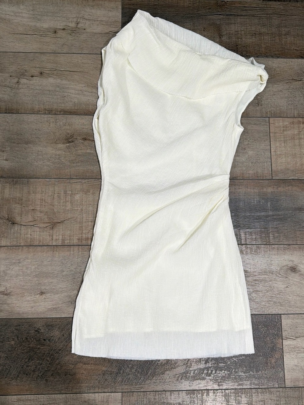 Anna Quan Dimitri draped crinkle cotton mini dress in shell - Picture 3 of 9